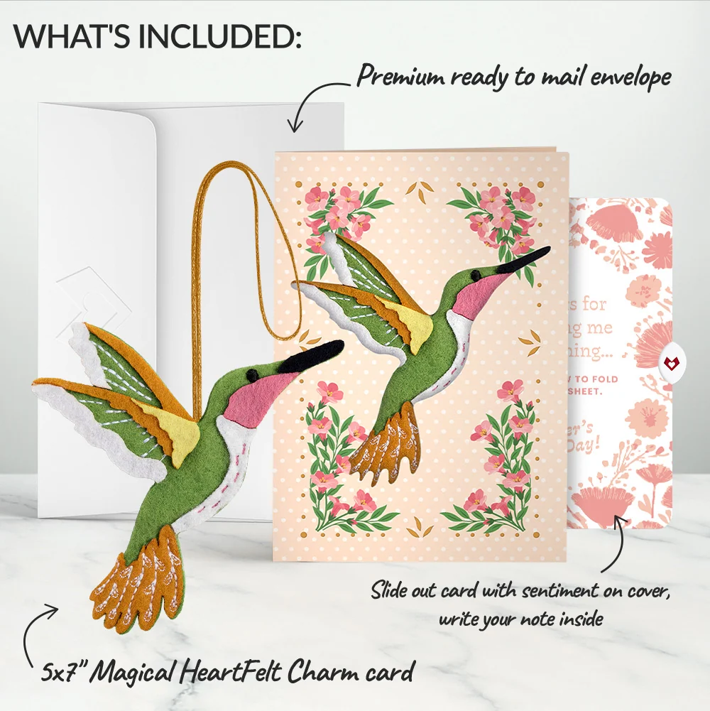 Lovepop Serene Hummingbird Mother’s Day HeartFelt Charm Card and Poppies Garden Frame Sentiment Set for Mom - Image 2