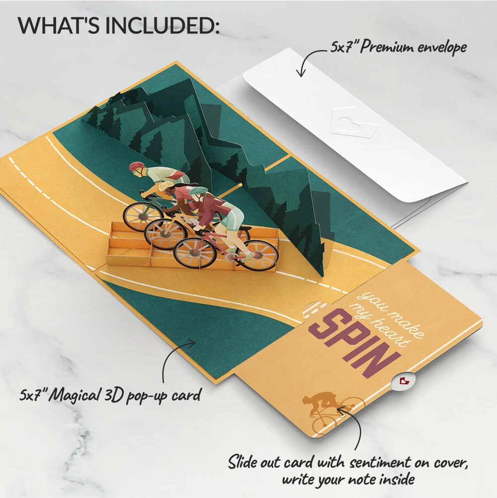 Lovepop On the Ride Biking Love Pop-Up Card and Sentiment Set Bicycle - Image 2