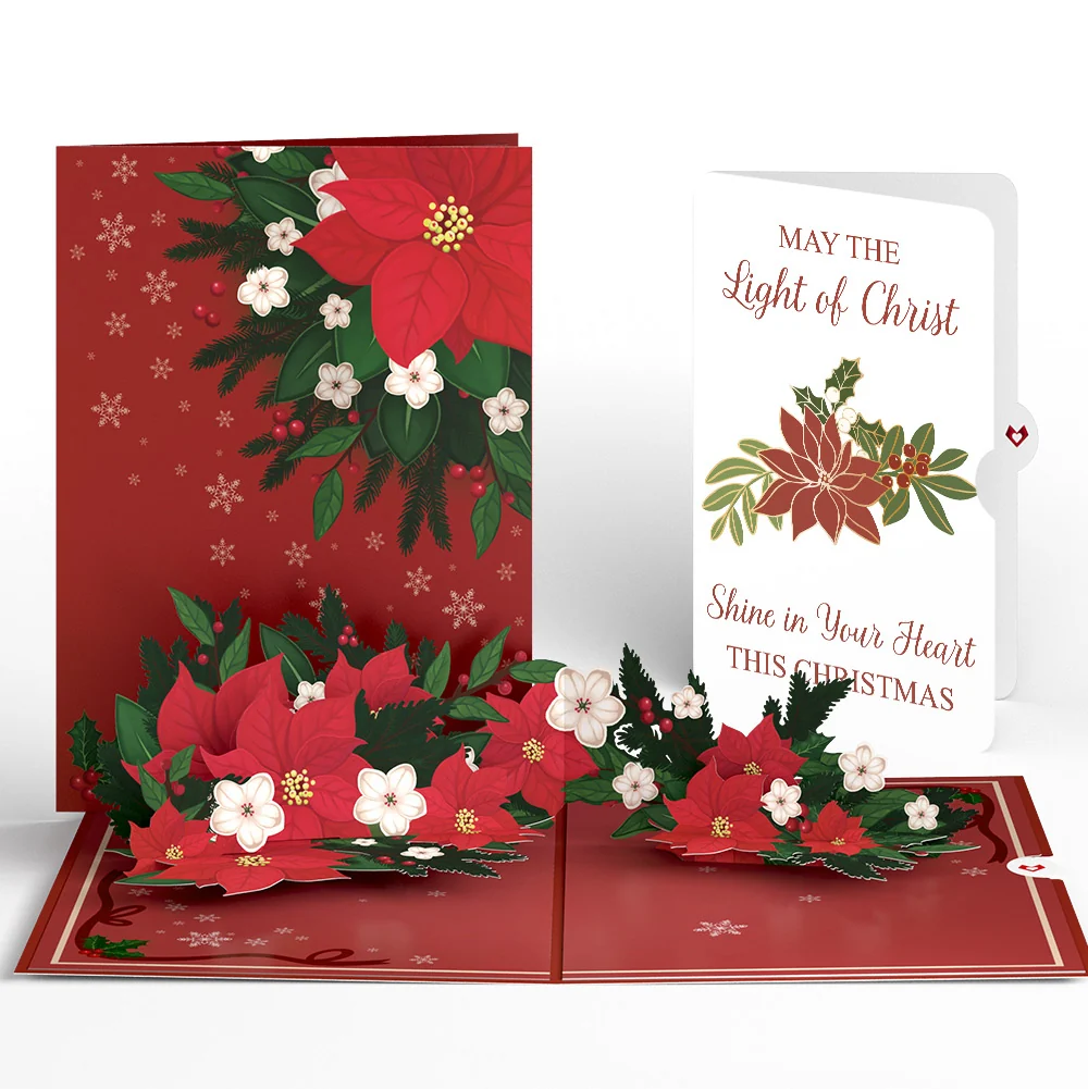 Lovepop Poinsettia & Pine Christmas Pop-Up Card and Light of Christ Sentiment Set