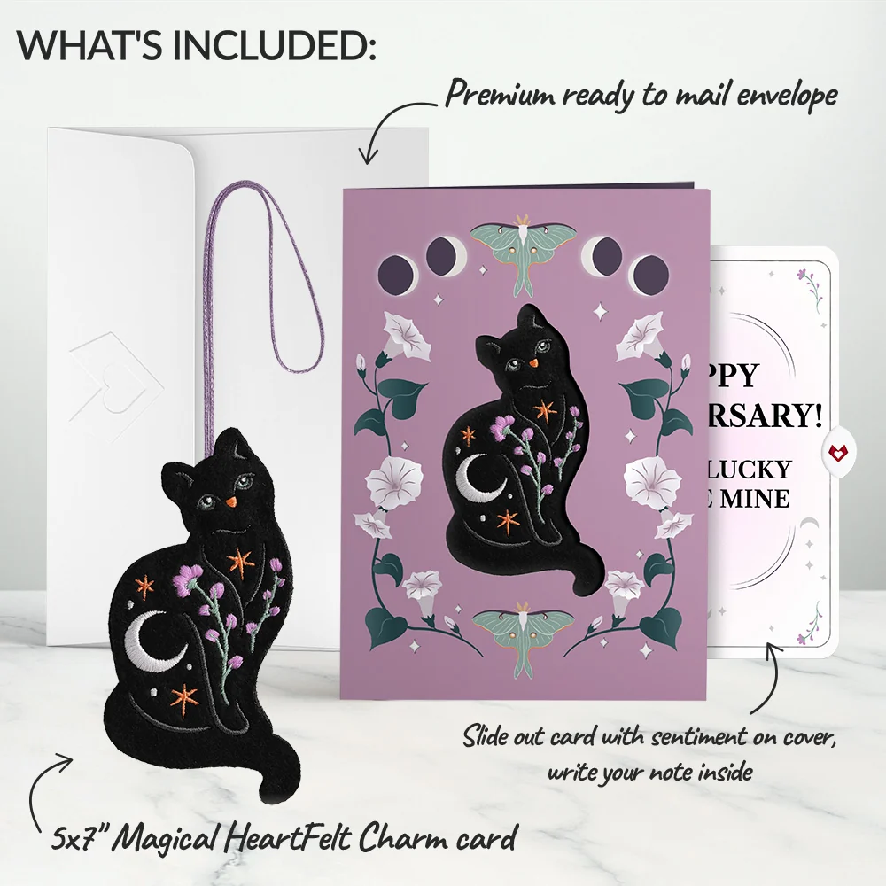 Lovepop Mystic Black Cat Anniversary HeartFelt Charm Card and So Lucky Sentiment Set - Image 2