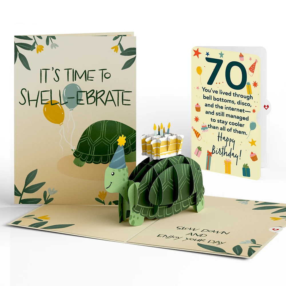 Lovepop Shell-ebrate 70th Birthday Turtle Pop-Up Card and Sentiment Set Candle