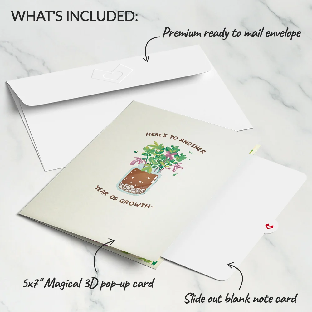 Lovepop Happy Birthday Plants Pop-Up Card Glass - Image 5