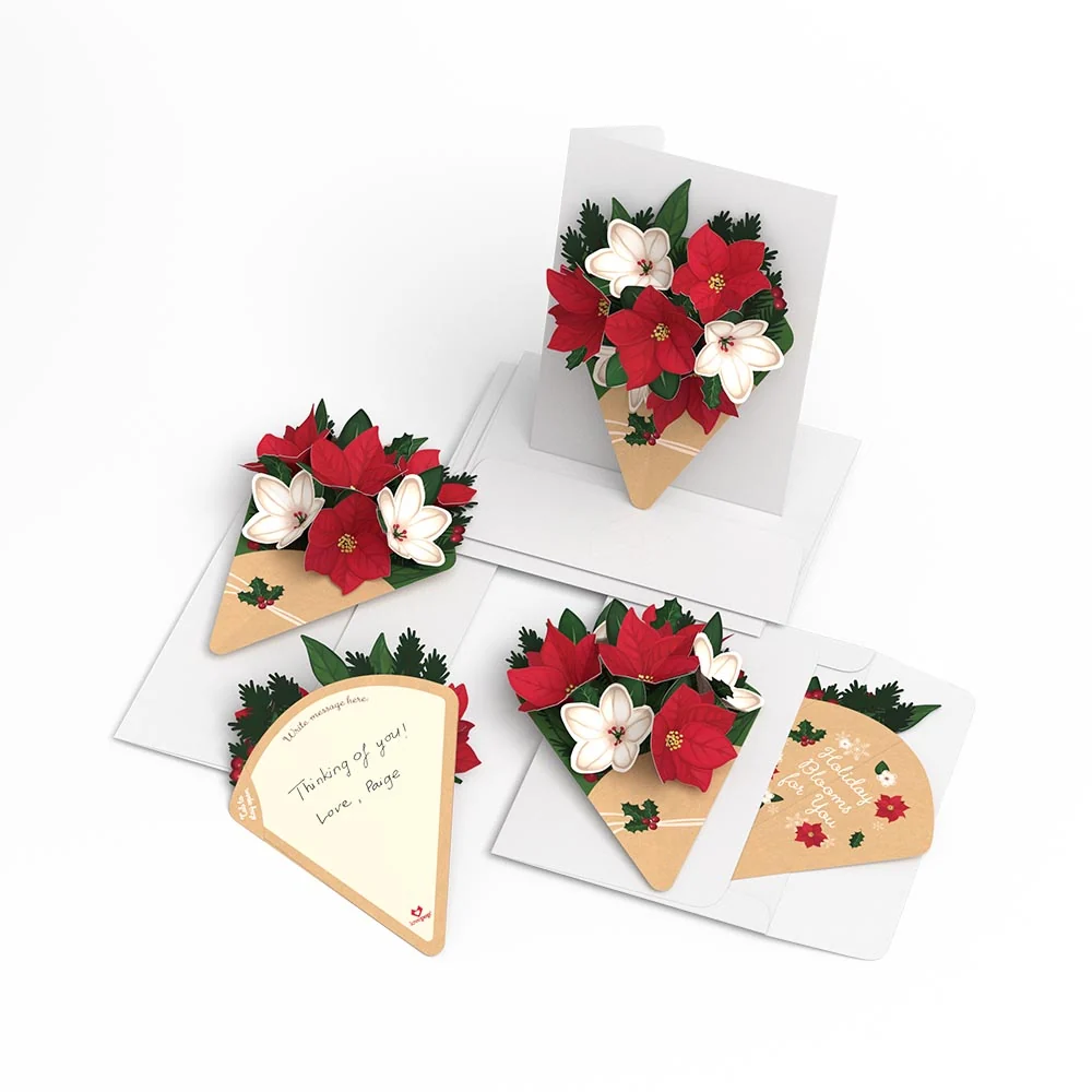 Lovepop Poinsettia & Pine Little Blooms (Notecard 5-Pack) - Image 3