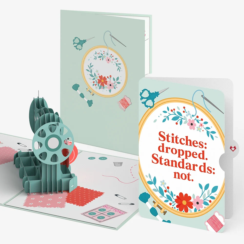 Lovepop Classic Sewing Machine Birthday Pop-Up Card and Dropped Stitches Sentiment Set