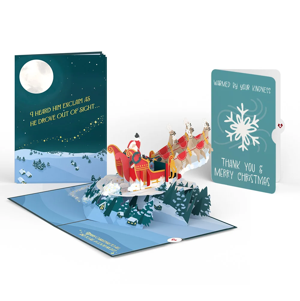 Lovepop Night Sky Santa Sleigh Christmas Pop-Up Card and Snowflake Kindness Sentiment Set