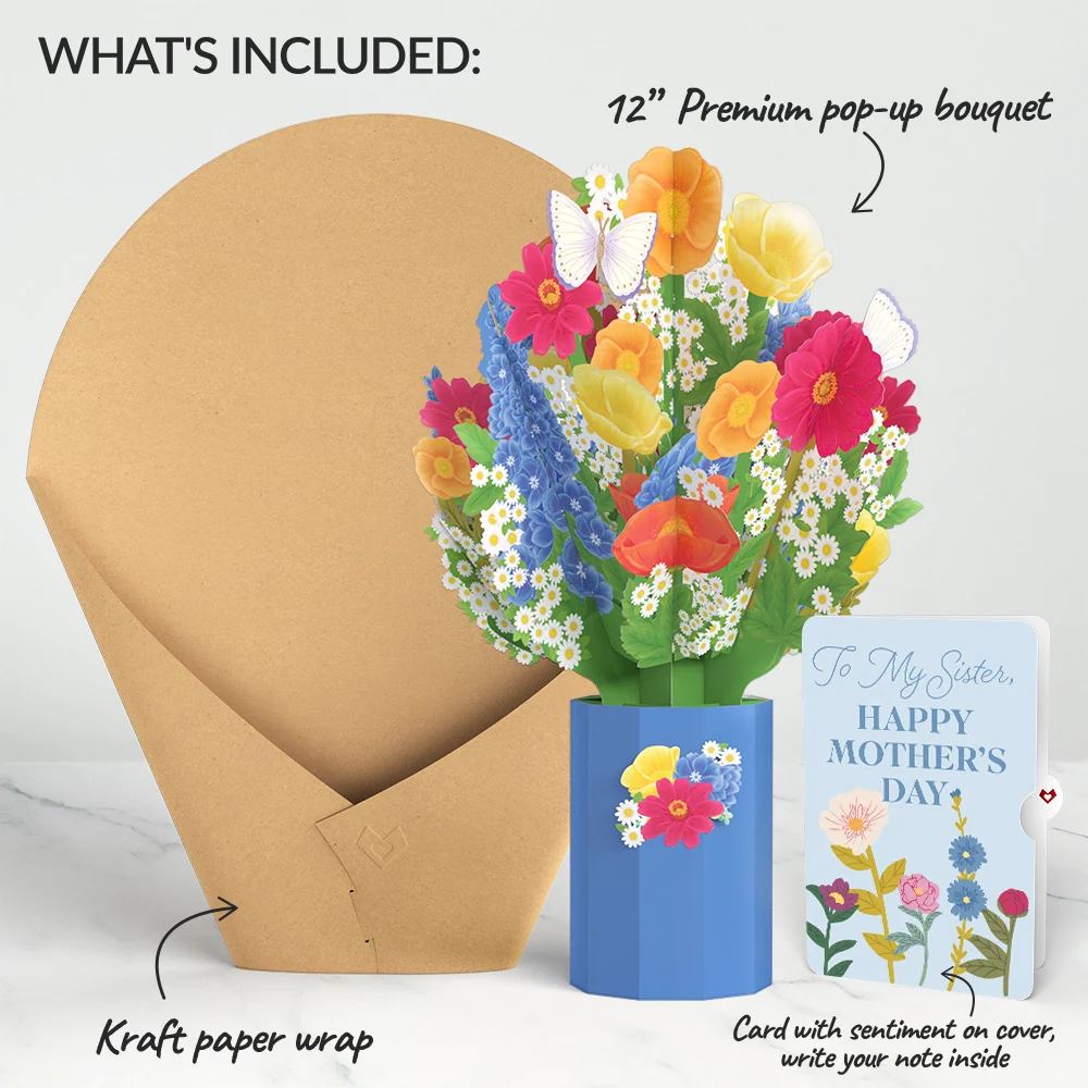 Lovepop Wildflower Mother's Day Bouquet and Sentiment Set for Sister Vase - Image 2