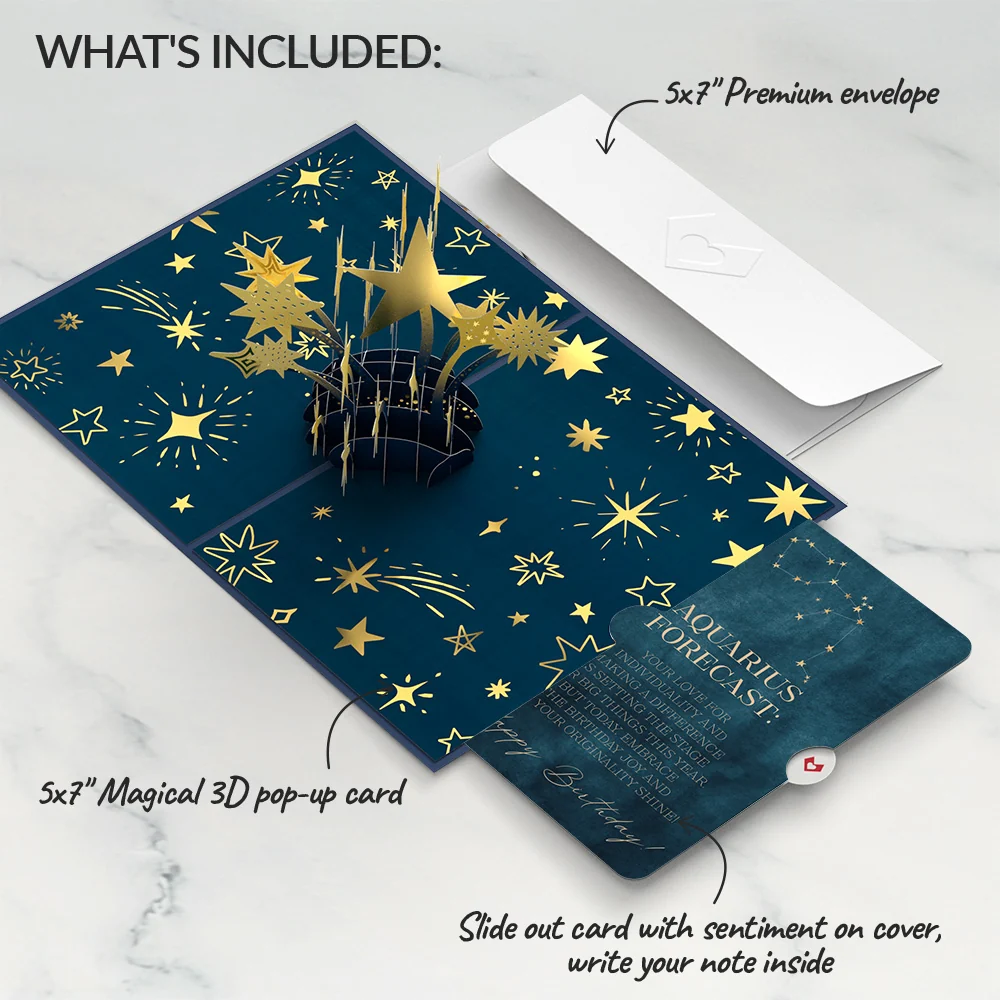 Lovepop You're a Star Birthday Pop-Up Card and Aquarius Zodiac Sentiment Set - Image 2