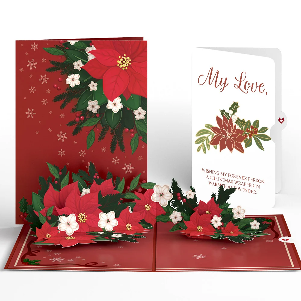 Lovepop Poinsettia & Pine Love Pop-Up Card and Sentiment Set for Partner