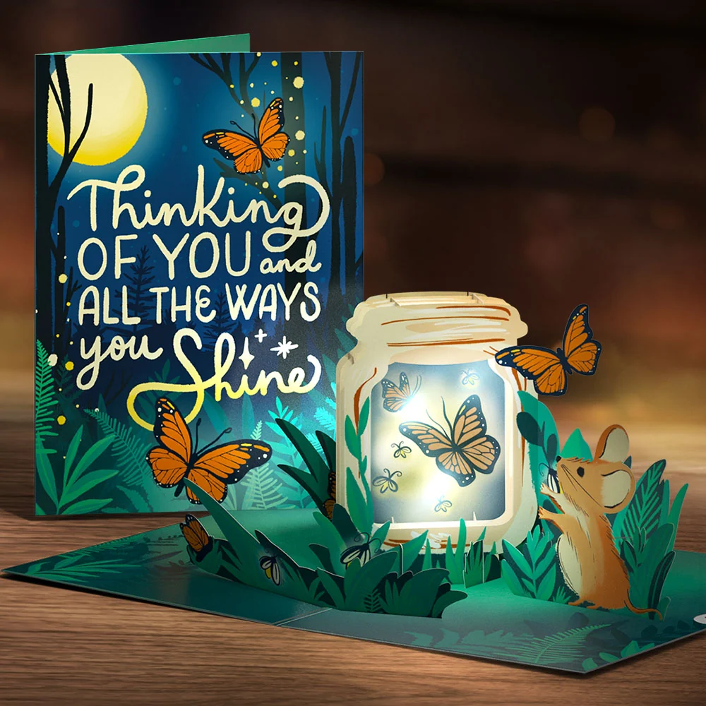 Lovepop Thinking of You Butterfly Jar Light-Up Pop-Up Card