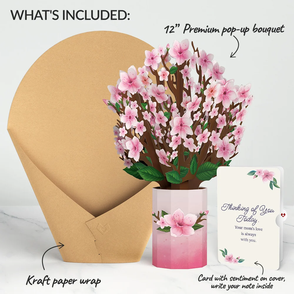 Lovepop Cherry Blossom Mother's Day Bouquet and Thinking of You Today Sentiment Set Vase - Image 2