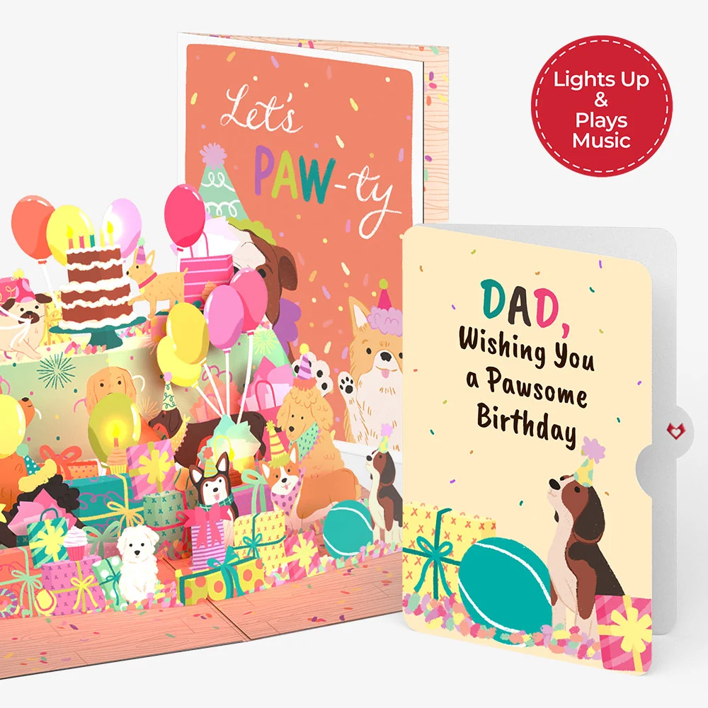 Lovepop Birthday Pawty Pups Music and Lights Pop-Up Card and Sentiment Set for Dad