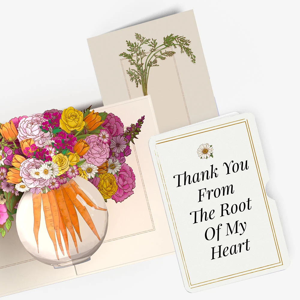 Lovepop Blooming Carrot Bouquet Thank You Pop-Up Card and Sentiment Set Cream