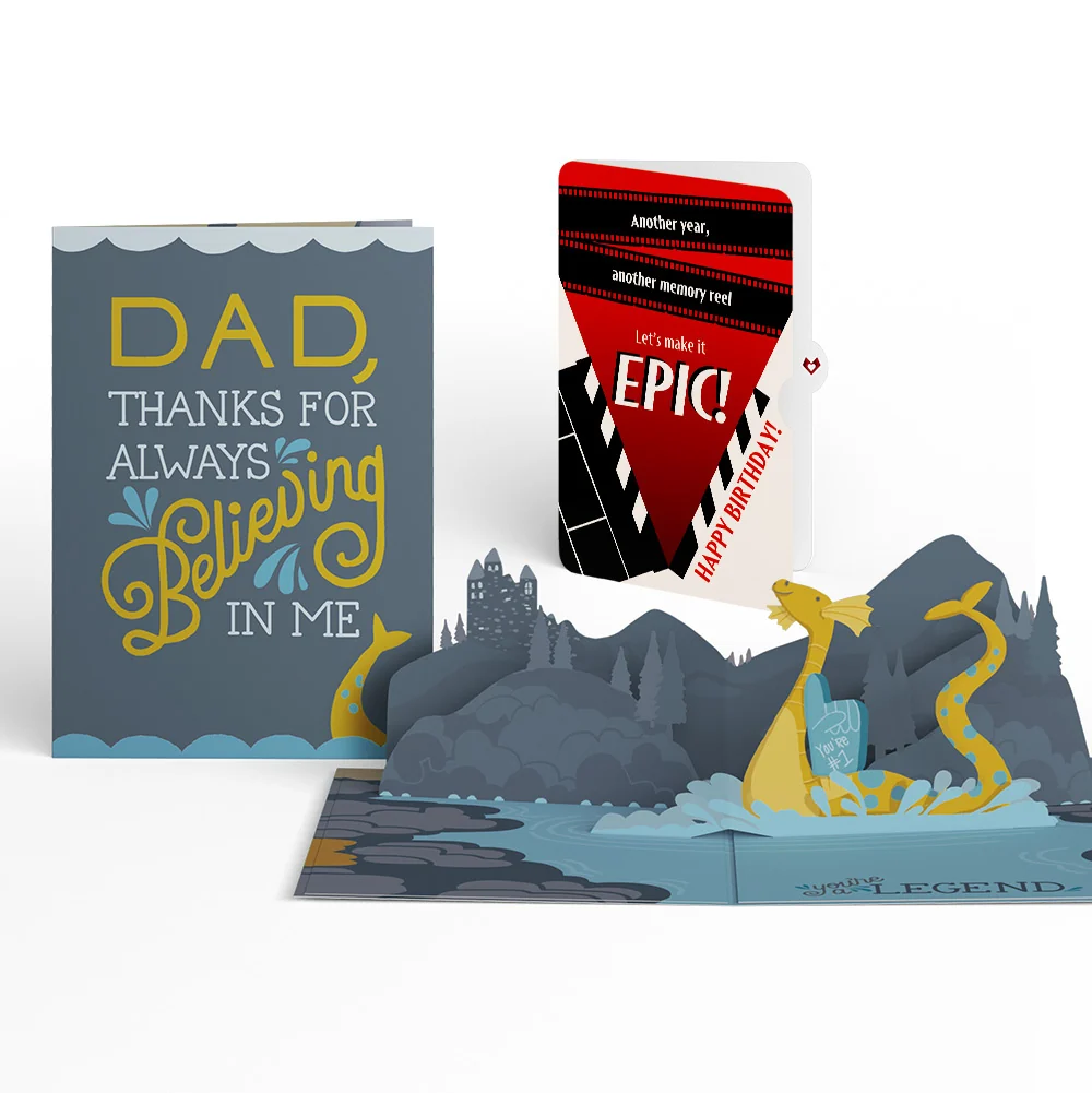 Lovepop Dad You're a Legend Loch Ness Monster Birthday Pop-Up Card and Epic Reel Sentiment Set