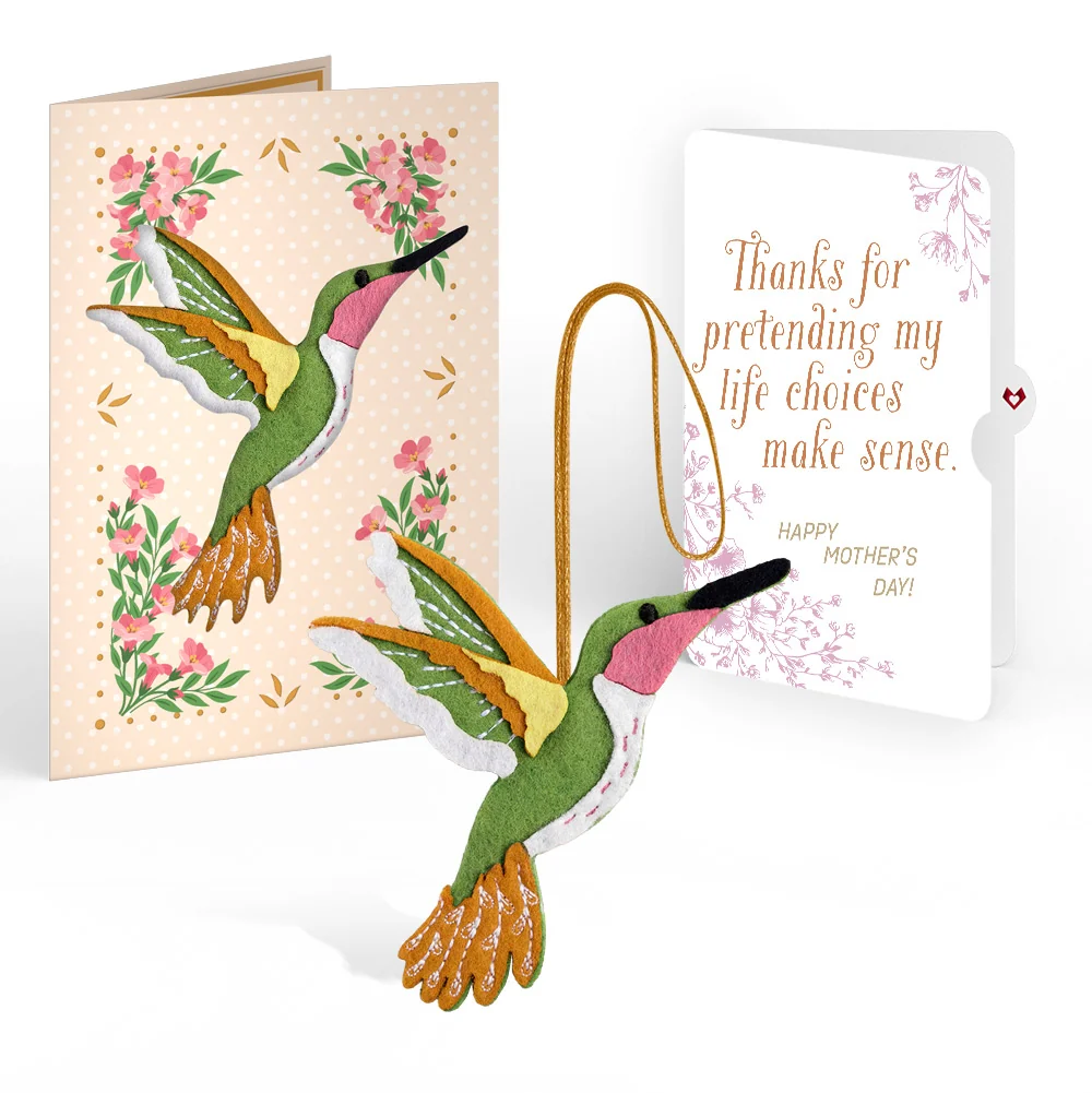 Lovepop Serene Hummingbird Mother’s Day HeartFelt Charm Card and Sentiment Set for Mom