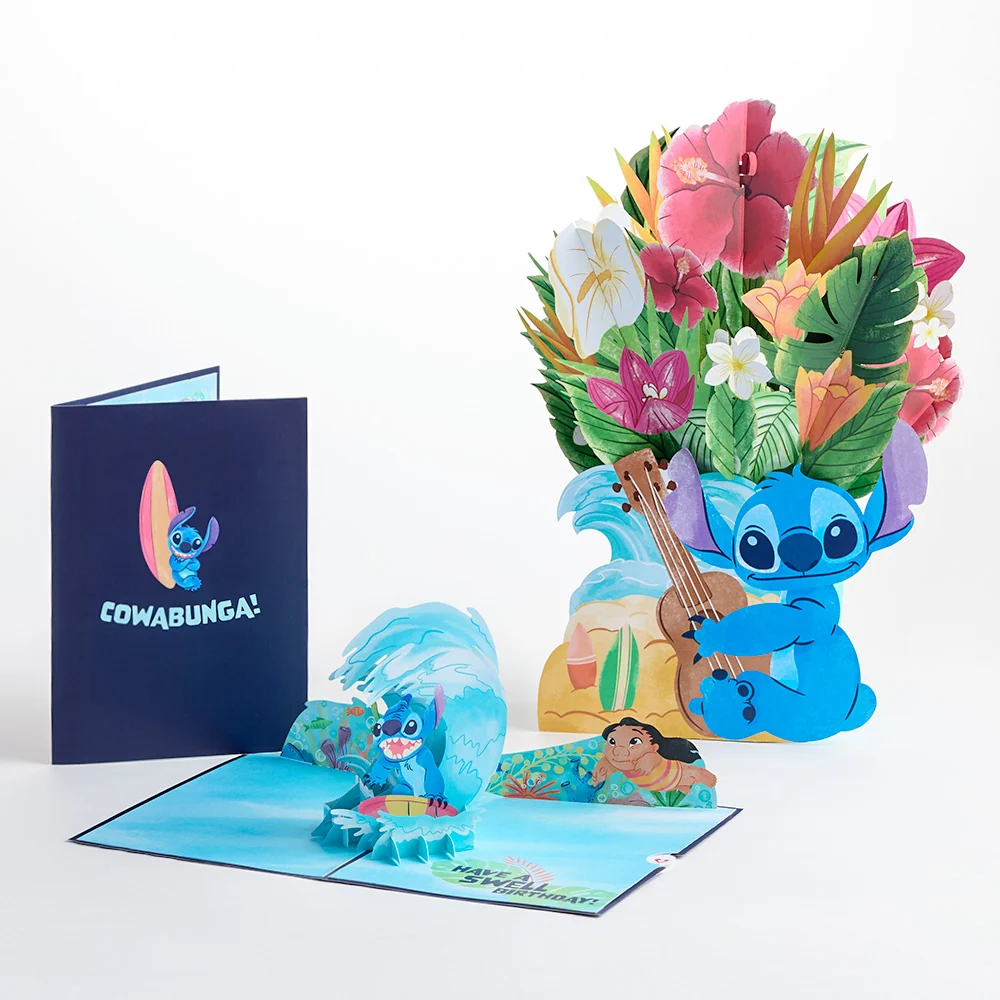 Lovepop Disney's Stitch Birthday Pop-Up Card & Flower Buds Bouquet Bundle