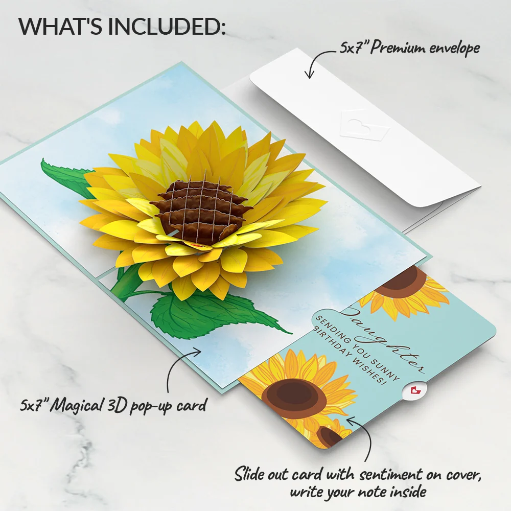 Lovepop Sunflower Birthday Pop-Up Card and Sentiment Set for Daughter - Image 2