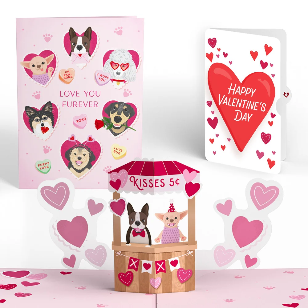 Lovepop Love You Furever Dog Kisses Valentine Pop-Up Card and Big Sweet Heart Sentiment Set