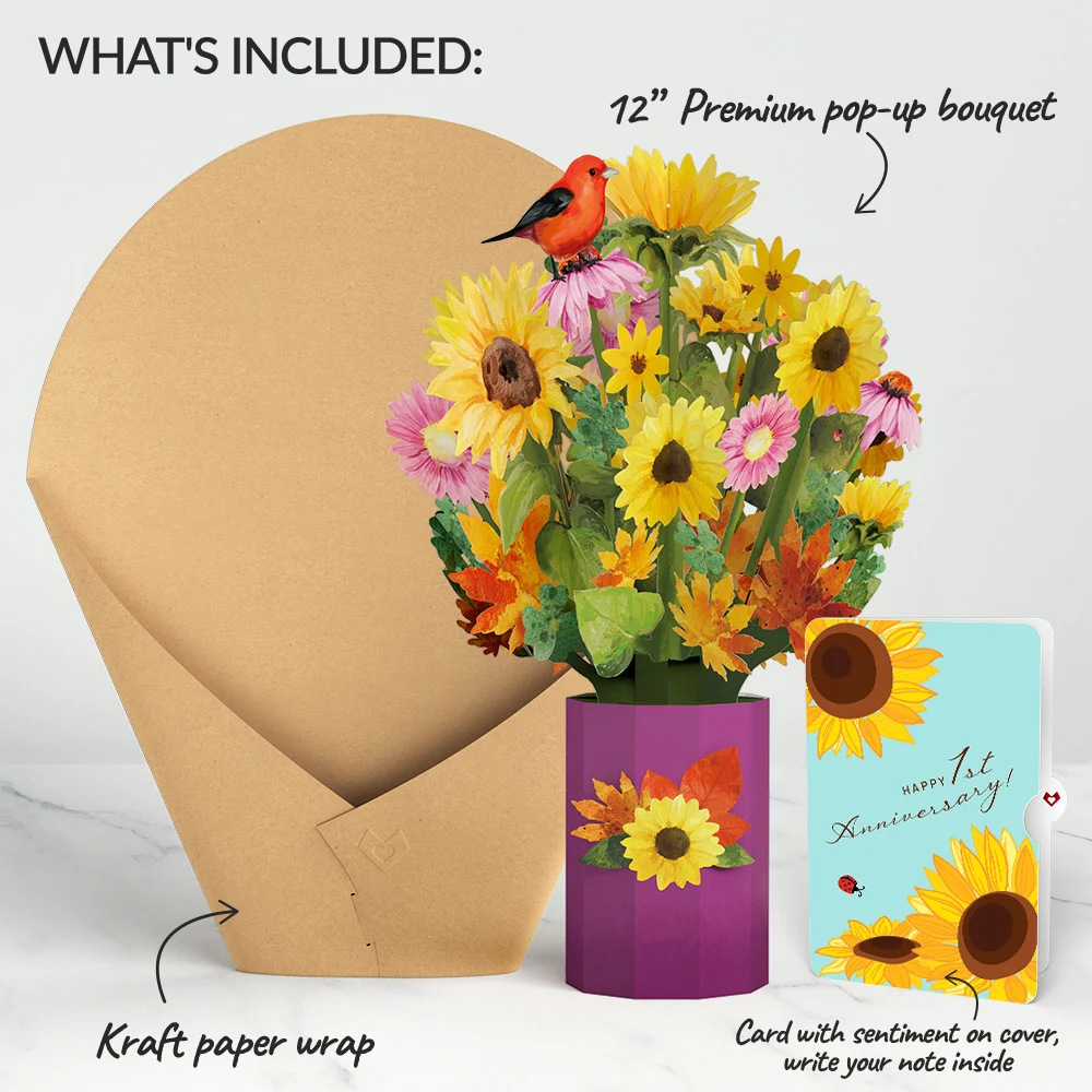 Lovepop Golden Sunflower 1st Anniversary Bouquet and Sentiment Set Vase - Image 2