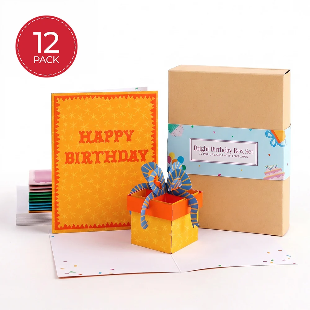 Lovepop Bright Birthday Box Set (Assorted 12-Pack): Paperpop Card