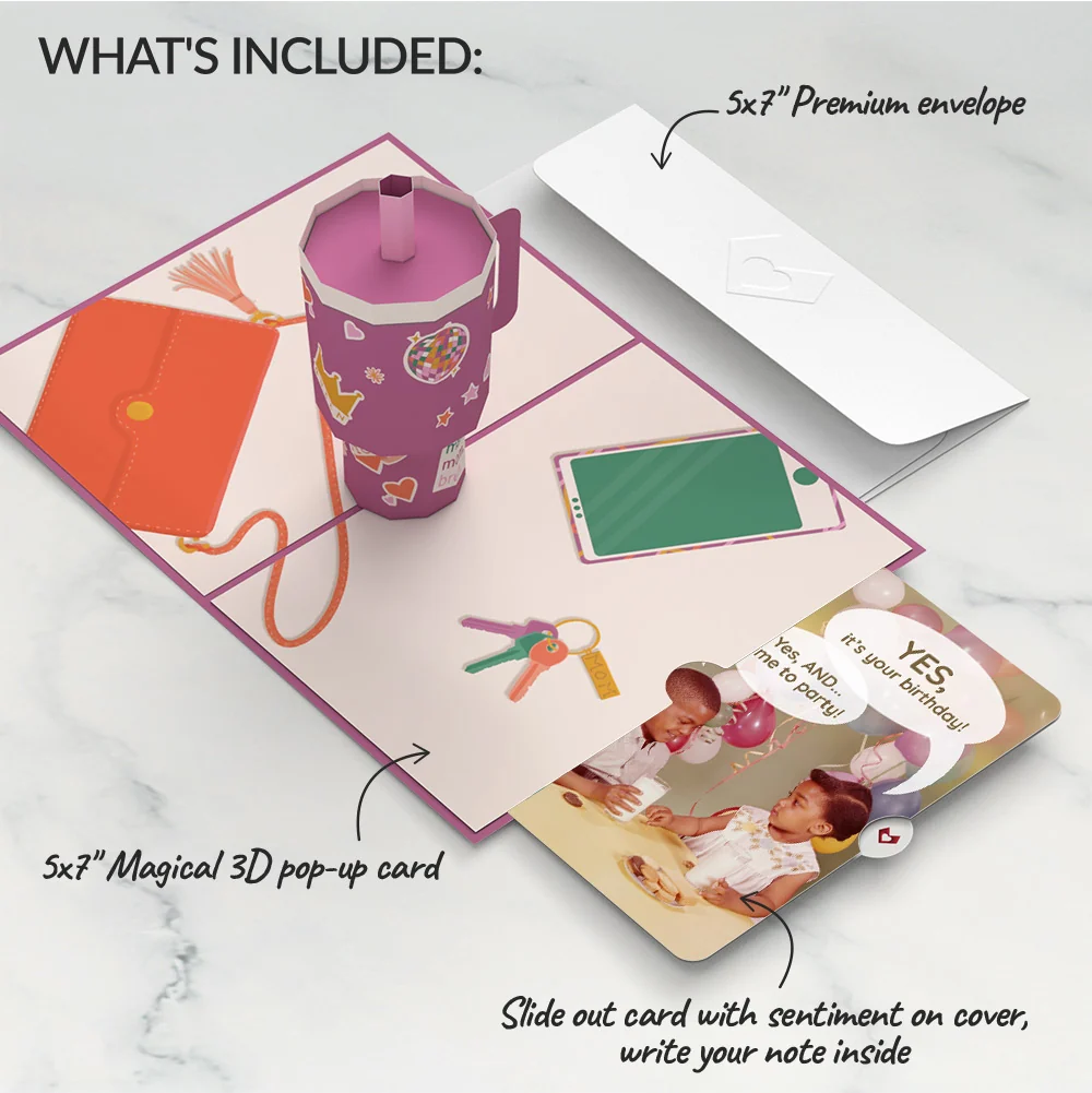 Lovepop Mom Era Tumbler Birthday Pop-Up Card and Time to Party Sentiment Set - Image 2