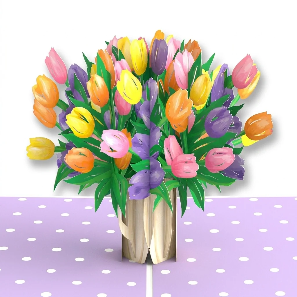Lovepop Timeless Tulips 3rd Birthday Pop-Up Card and Cake Career Objectives Sentiment Set Vase - Image 3