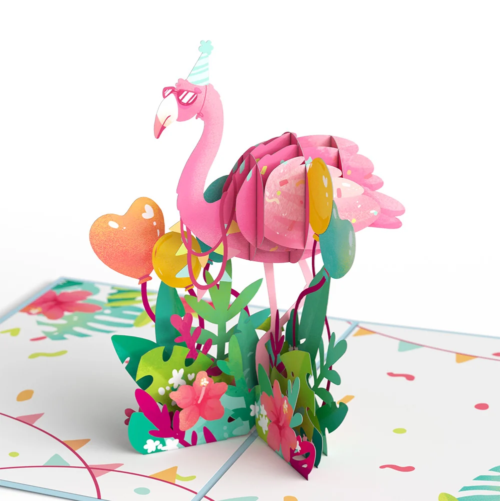 Lovepop Flamazing Birthday Flamingo Pop-Up Card and Surviving Assignment Sentiment Set - Image 3