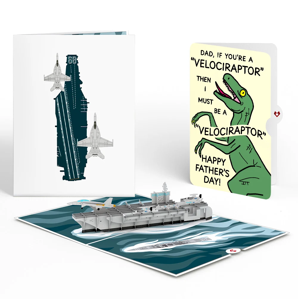 Lovepop U.S. Aircraft Carrier Father's Day Pop-Up Card and Velociraptor Sentiment Set