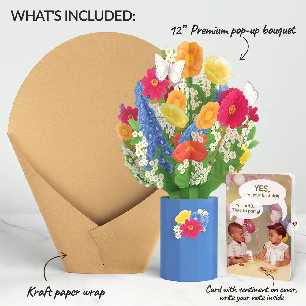 Lovepop Wildflower Birthday Bouquet and Time to Party Sentiment Set Vase - Image 2