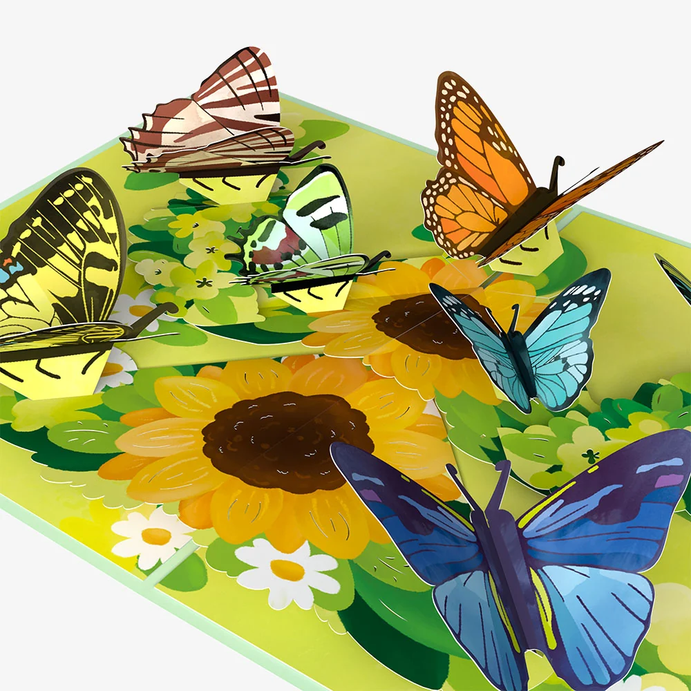 Lovepop Sunflower Butterflies Birthday Pop-Up Card and Wilt-Resistant Sunflower Sentiment Set Cream - Image 3