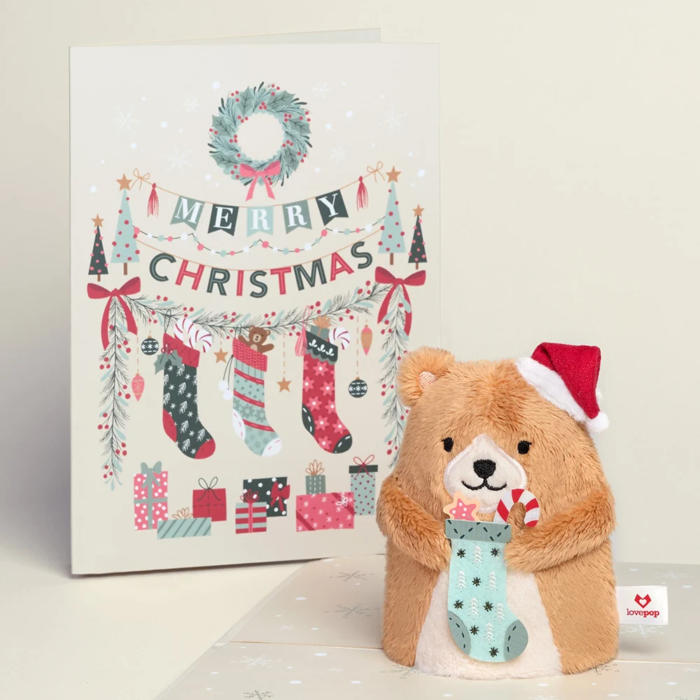 Lovepop 'Merry Christmas' Holiday Bear Plushpop Card