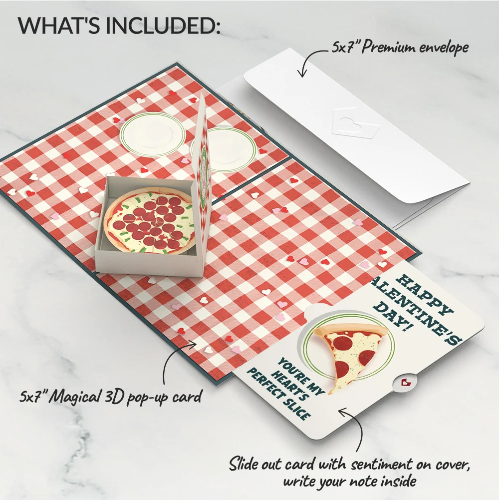 Lovepop Pizza Love Valentine Pop-Up Card and Perfect Slice Sentiment Set Plate - Image 2