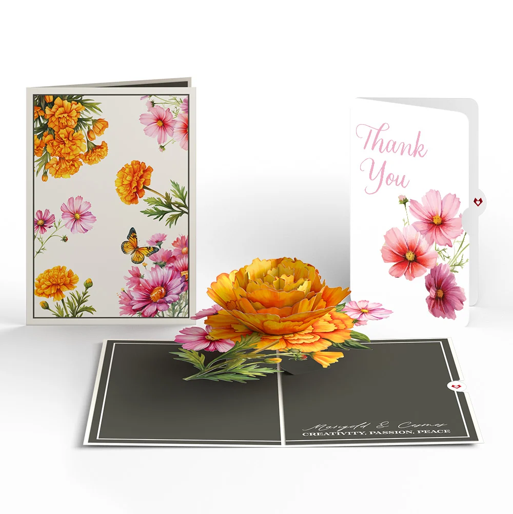 Lovepop Born to Bloom: October Birth Month Flowers Thank You Pop-Up Card and Sentiment Set Cream