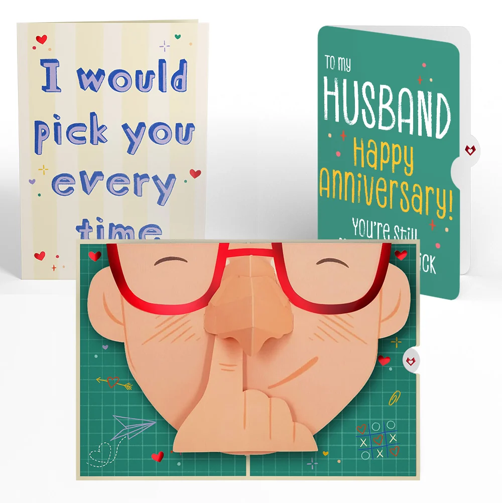 Lovepop Pick You Every Time Anniversary Pop-Up Card and Sentiment Set for Husband Glass