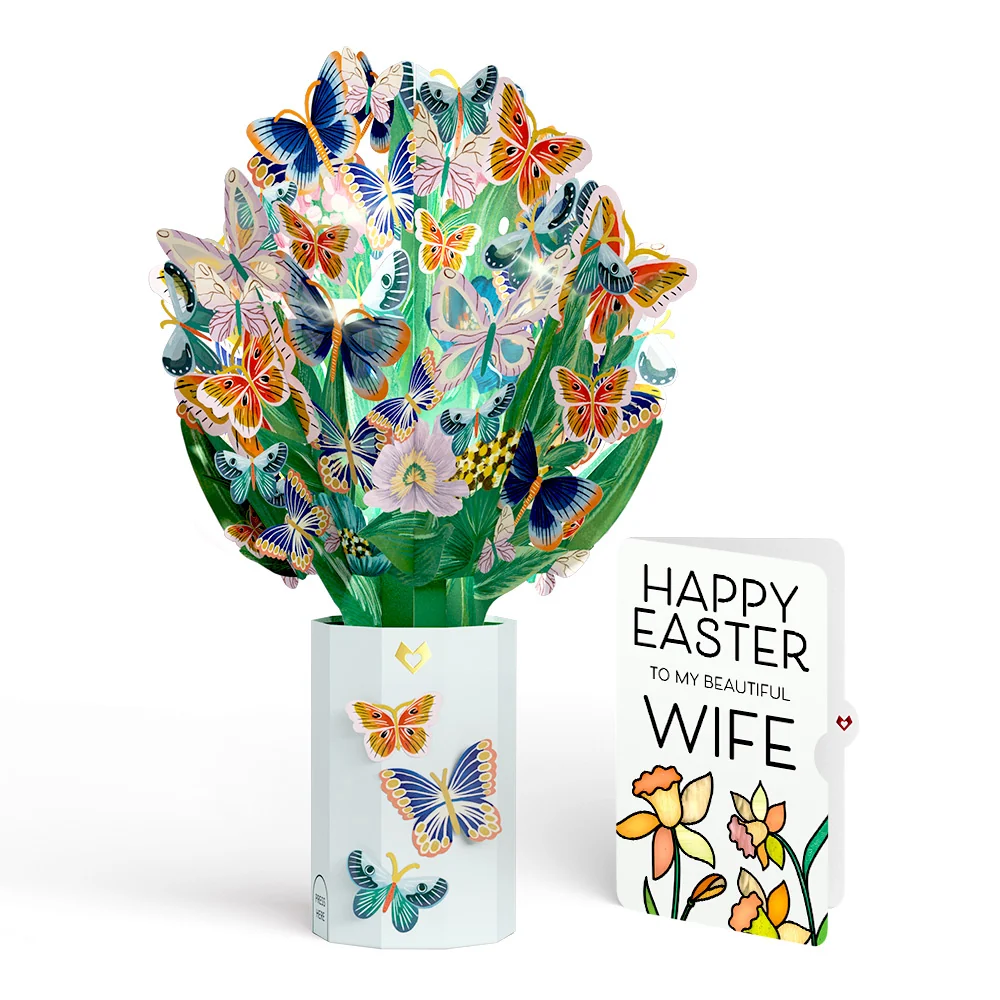 Lovepop Butterfly Garden Easter Light-Up Bouquet and Sentiment Set for Wife Vase