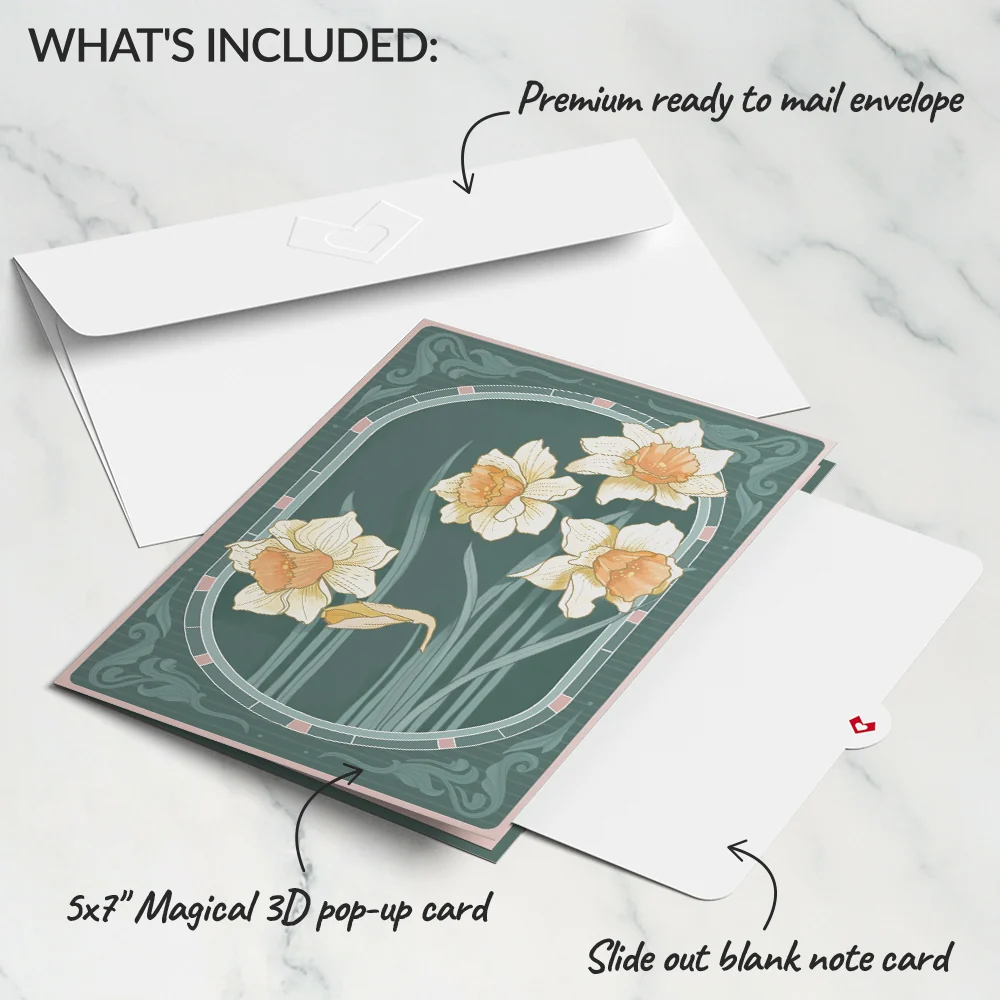 Lovepop Daffodils in Bloom Pop-Up Card Cream - Image 5