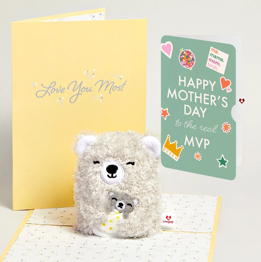 Lovepop 'Love You Most' Mama Bear Mother's Day Plushpop Card and The real MVP Sentiment Set