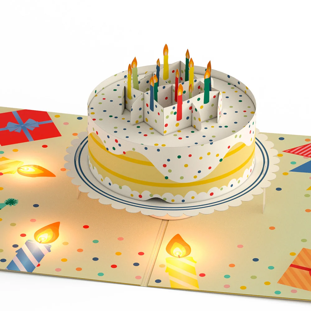 Lovepop Happy Birthday Confetti Cake Music and Lights Pop-Up Card and Parenthood Humor Sentiment Set Candle - Image 3