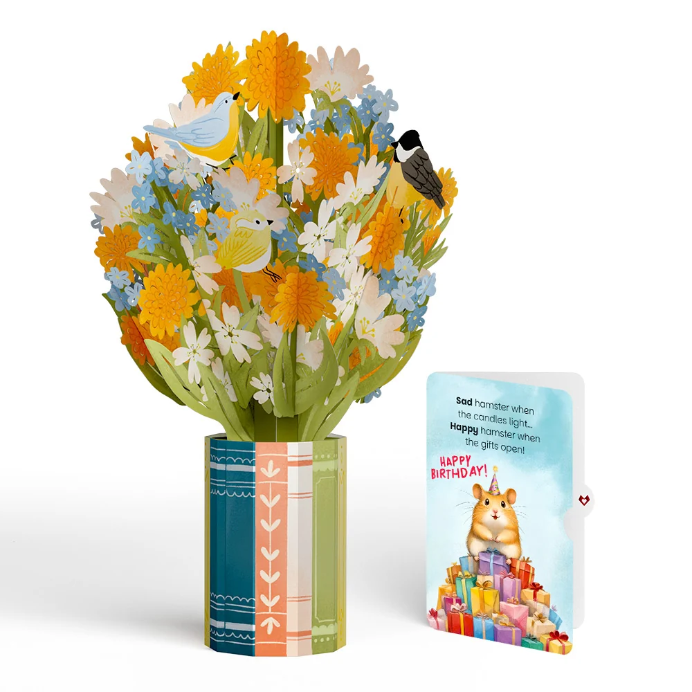 Lovepop Spring Joy Birthday Bouquet and Happy Hamster Sentiment Set Vase