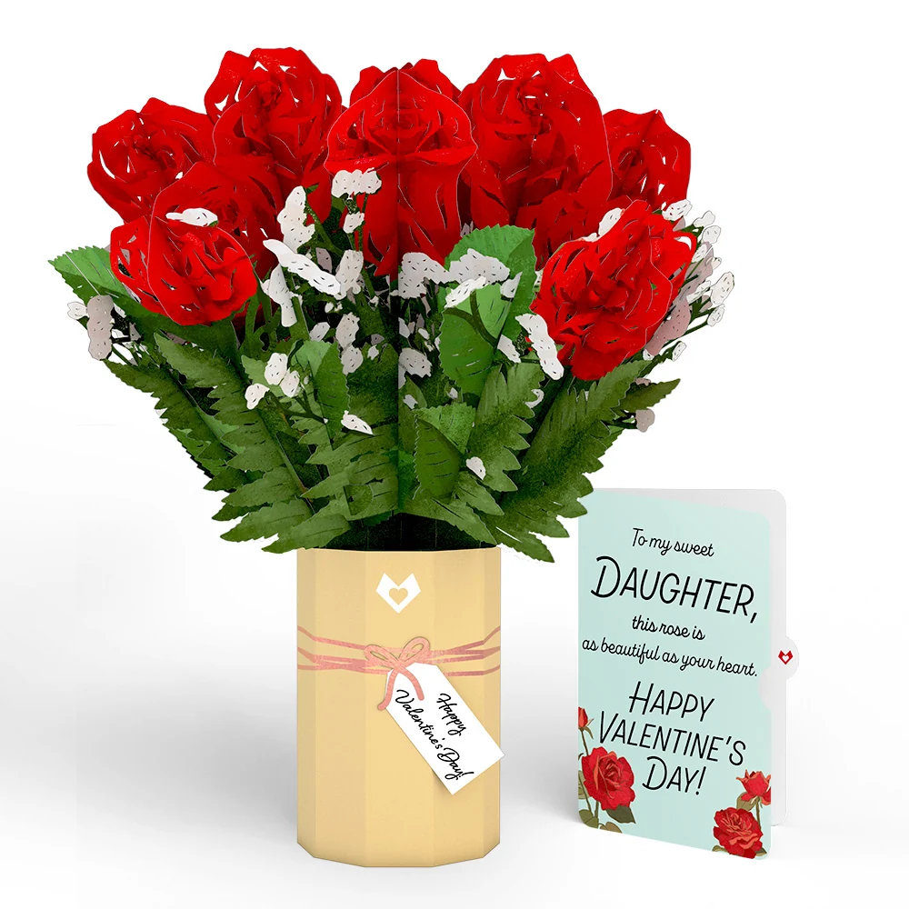 Lovepop Valentine's Day Flower Bouquet and Sentiment Set for Daughter Vase