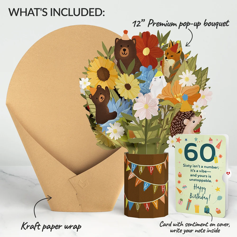 Lovepop Woodland 60th Birthday Party Bouquet and Sentiment Set Vase - Image 2