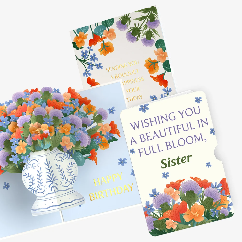 Lovepop Birthday Bouquet of Happiness Pop-Up Card and Sentiment Set for Sister Vase
