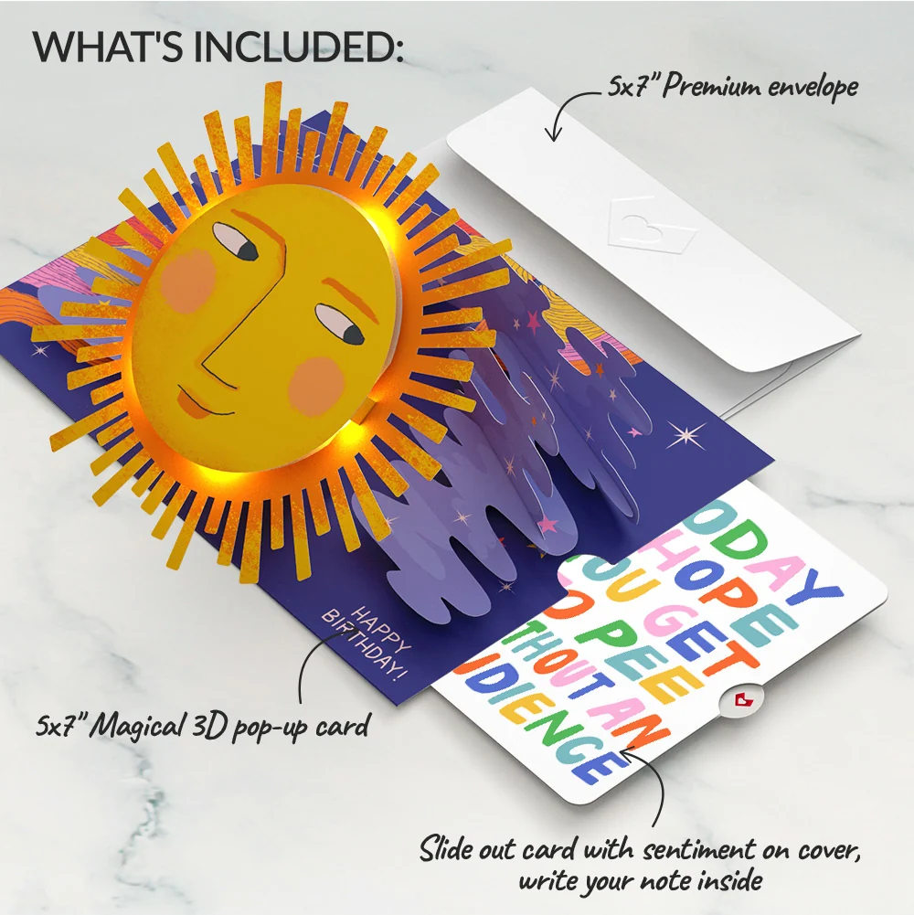 Lovepop Another Trip Around the Sun Birthday Light-Up Pop-Up Card and Parenthood Humor Sentiment Set - Image 2