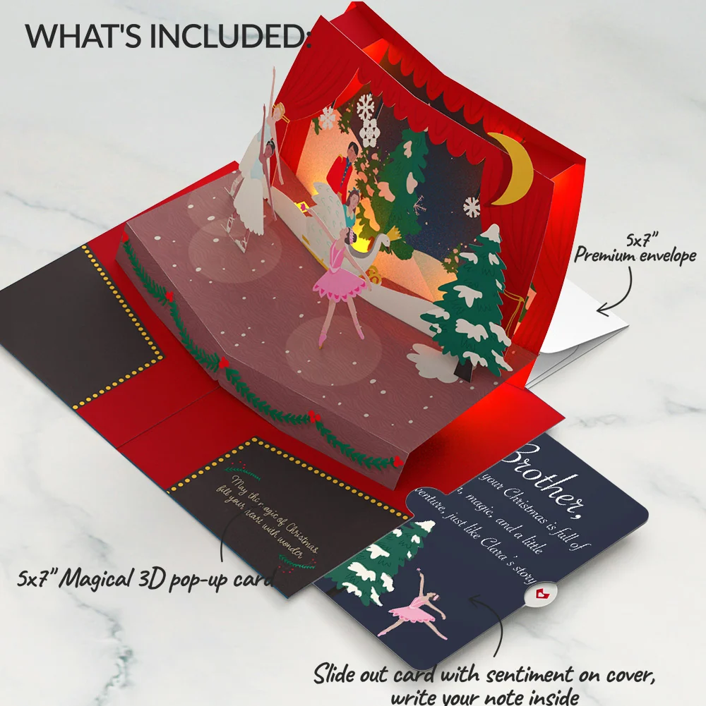 Lovepop The Nutcracker Christmas Magic Music and Lights Pop-Up Card and Sentiment Set for Brother - Image 2