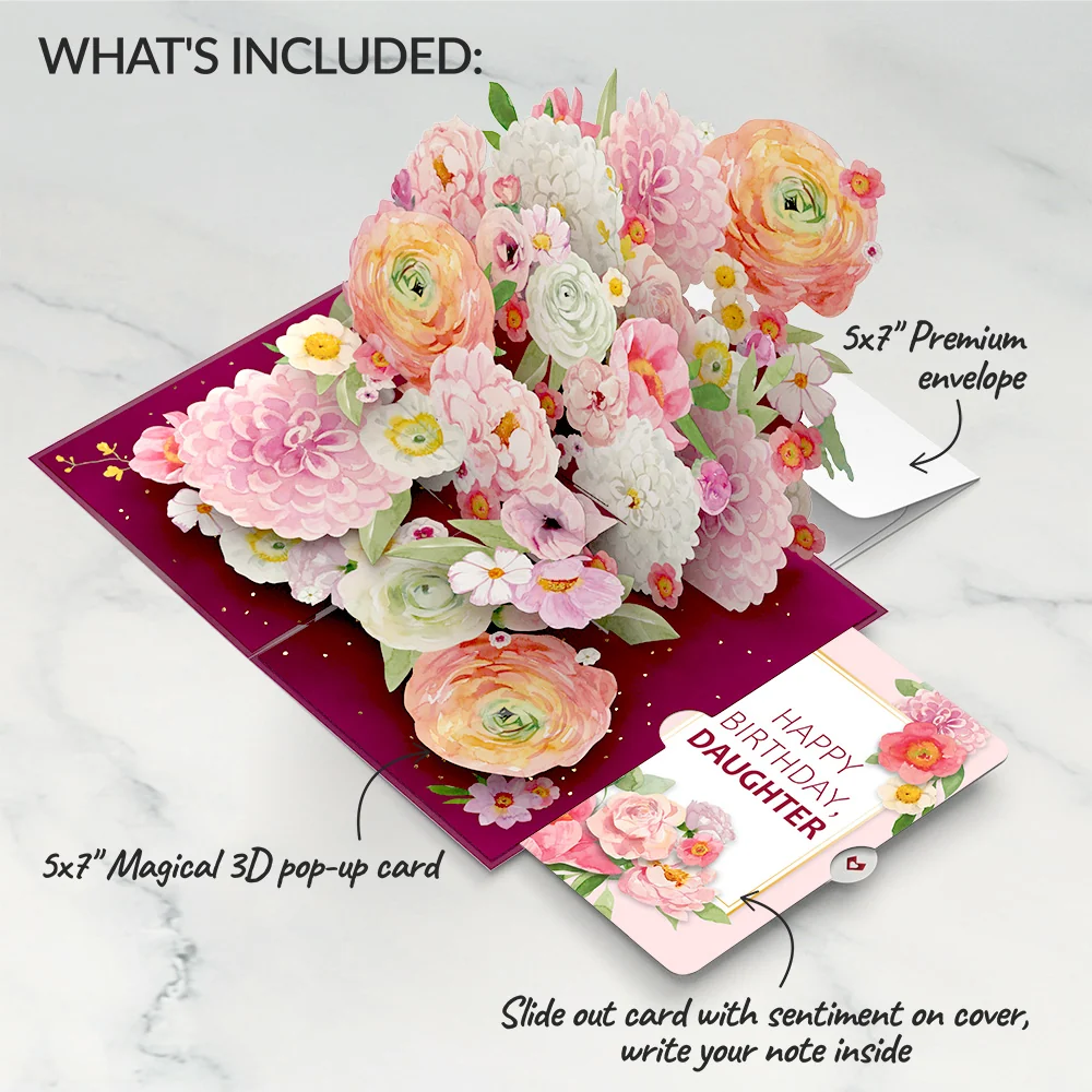 Lovepop Blush Blooms Birthday Pop-Up Card and Sentiment Set for Daughter Cream - Image 2
