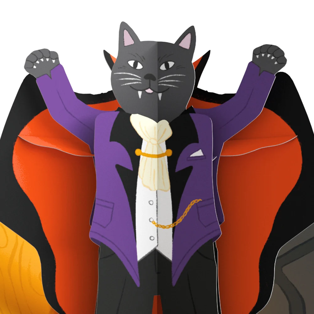 Lovepop Count Catula Halloween Vampire Cat Pop-Up Card and Nine Lives Anniversary Sentiment Set Candle - Image 3