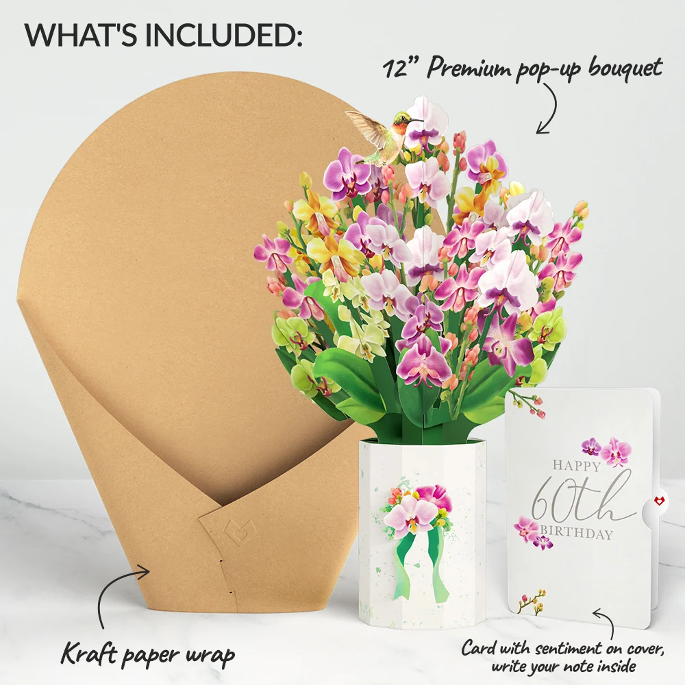 Lovepop Orchid 60th Birthday Bouquet and Sentiment Set Vase - Image 2