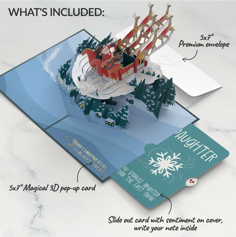 Lovepop Night Sky Santa Sleigh Winter Pop-Up Card and Sentiment Set for Daughter - Image 2