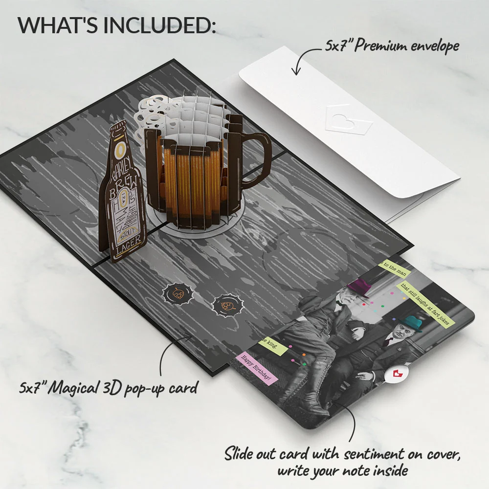 Lovepop Beer-th Day Birthday Pop-Up Card and Sentiment Set for Any Man Mug - Image 2