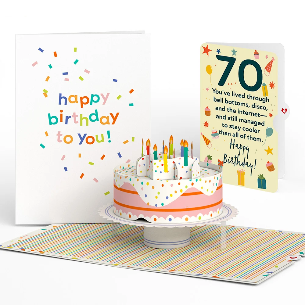 Lovepop Happy 70th Birthday to You! Confetti Cake Pop-Up Card and Sentiment Set Candle
