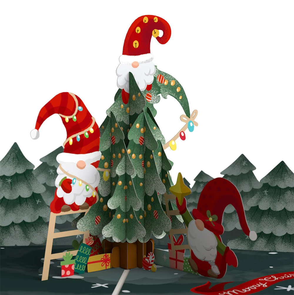 Lovepop Christmas Gnomes Pop-Up Card and Blessing Tree Sentiment Set Cream - Image 3